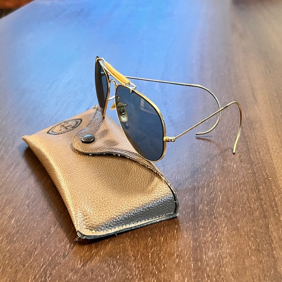 VINTAGE BEL RAY-BAN
GEP RB3 UV TRU-GREEN OUTDOORSMAN AVIATOR SUNGLASSES - Picture 2 of 3